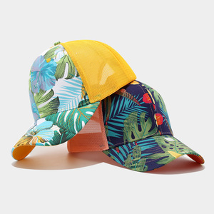 Floral Print Baseball Cap Unisex Casual <b>Hat</b> <b>Summer</b> Breathable 100% Polyester Digital Printing Adjustable Beach Style - Product Image 1