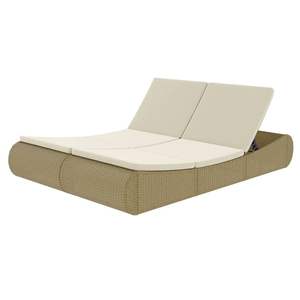 Beige Poly Rattan Patio Lounge Bed Muebles de exterior con estilo - Product Image 2