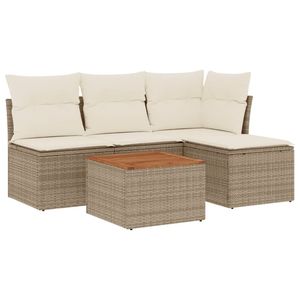 Ensemble de canapés de jardin beige 4 places en rotin, mobilier d'extérieur résistant aux intempéries, design contemporain - Product Image 4