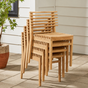 Sillas Apilables Modernas de Madera de Teca para Comedor, Jardín, Exterior, Muebles Comerciales para Cafetería - Rina - Product Image 1