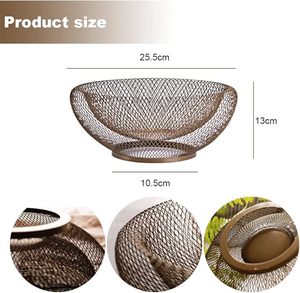 Cesta de Frutas de Alambre Metálico Hecha a Mano, Tazón Decorativo de Malla para Cocina, Mesa de Comedor, Organizador de Encimera, Decoración Rústica Moderna para el Hogar - Product Image 3