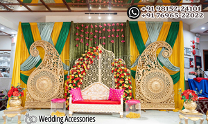 New Shagun Ceremony Stage Decor <b>Frames</b> Custom Buy Most Popular Easily Installation Foldable Golden Backdrop Panels Manufacturers - Product Image 2