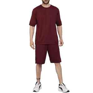 Conjunto de 2 Piezas de Ropa Deportiva para Hombre, Transpirable, Camiseta y Pantalones Cortos de Manga Corta para Hombre, Verano, Algodón Transpirable - Product Image 1