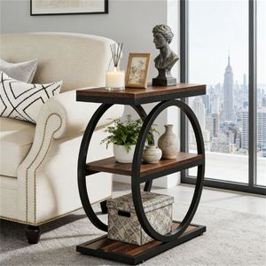 Tavolino Laterale con Funzione di Scaffale Portaoggetti, Tavolino da Tè o Caffè, Tavolo da Divano, Tavoli Console - Product Image 2