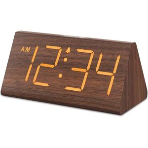 Orologio da Scrivania Elettrico con Porta USB per Camere da Letto, Sveglia Digitale in Legno con Numeri Grandi, Allarme Forte per Chi Ha il Sonno Pesante, Regolabile - Product Image 1