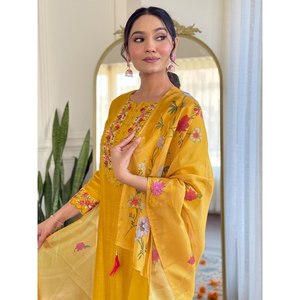 Beautiful Party Wear Cotton <b>Top</b> and Bottom with XL Size Dupatta Elegant and Stylish - Product Image 4