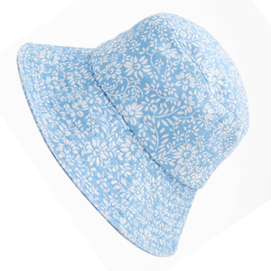 Chapeau Bob Unisexe à Motifs Floraux Bleu Clair en Popeline de Coton, Décontracté, Printemps-Été, Plage, pour Adulte, Impression Numérique par Sublimation par Transfert Thermique - Product Image 2