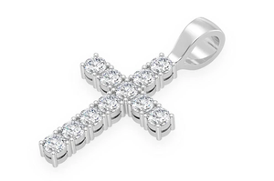 Pendentif Croix Iced Out en Or Blanc, Moissanite VVS, Collier Statement Luxe Hip Hop Chrétien pour Hommes - Product Image 1
