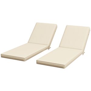 Cuscini per sedie da giardino beige in 2 pezzi con schienale, cuscini di ricambio per sedie lounge da esterno - Product Image 1