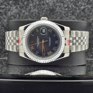 Reloj de Lujo para Hombre, de Acero Inoxidable, Mecánico Automático, Esfera Azul, Números Romanos, Bisel Estriado, Jubilee, Reloj de Pulsera para Negocios - Product Image 5