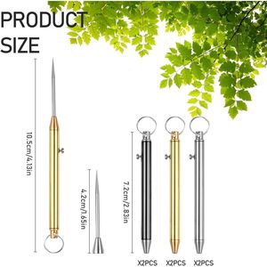 Portable 6-Piece Titanium <b>Toothpicks</b> Reusable Stainless Steel <b>Toothpick</b> Holder with Travel Keychain Oral Care Accessory - Product Image 3