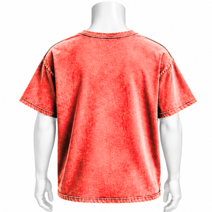 T-shirt rose corail délavé avec poche poitrine, en coton premium, manches courtes, coupe ample, style vintage décontracté pour le quotidien - Product Image 2