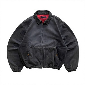 Chaqueta Bomber de Cuero PU Negra para Hombre, Cuello Camisero, Corte Holgado Informal, Acabado Lavado, Resistente al Viento, Estilo Retro, Manga Regular - Product Image 1