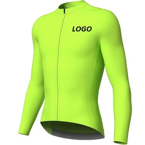 เสื้อจักรยานแขนยาวสีเขียวสำหรับผู้ชายแบบสั่งทำพิเศษ ซิปเต็มตัว ระบายอากาศได้ดี ผลิตจากโพลีเอสเตอร์ ขายส่ง บริการ OEM - Product Image 1