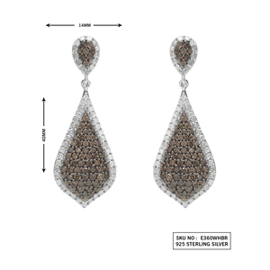 2.69 Cttw Round Cut Natural White & Blue Diamond Drop Dangle <b>Earrings</b> for Womens in 925 Sterling Silver, Prong Set Screw <b>Back</b> - Product Image 2