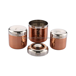 Personalized Wholesale Stainless Steel Canister <b>Set</b> of 3 With Copper Finished for <b>Sugar</b> <b>Coffee</b> & <b>Tea</b> in Various Style & Sizes - Product Image 6