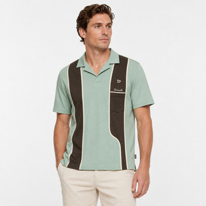 Camisa Polo Oxford de Manga Corta para Hombre, Diseño con Bloques de Color, Estilo Casual con Bolsillo y Logotipo en la Manga Izquierda - Product Image 3