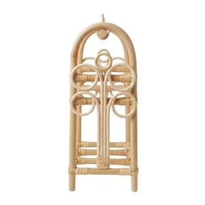 Perchero de ropa para muñecas de ratán natural hecho a mano con diseño de triple lazo, soporte de ropa en miniatura estilo boho, precio económico de fábrica de Vietnam - Product Image 2