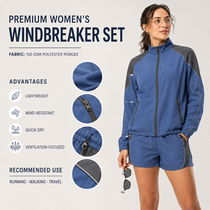 Ensemble veste et short de sport pour femme sur mesure, coupe ample, en tissu Ripstop, style streetwear, logo brodé, fournisseur OEM - Product Image 5