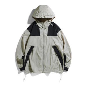 Color Block UPF50 Hooded Bomber <b>Jacket</b> Men <b>Lightweight</b> Windproof Breathable Quick Dry <b>Summer</b> Outdoor Casual Coat Custom Logo - Product Image 2