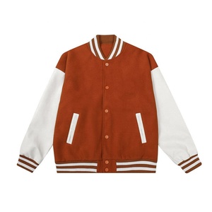 2026 Wholesale Custom Latest Designs Long Sleeve <b>Leather</b>/wool made <b>Jacket</b> for Online Sale in low price - Product Image 1
