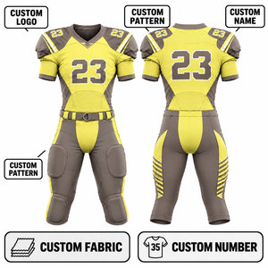 Ensemble d'uniformes de football américain personnalisés en polyester, col en V, manches courtes, tissu respirant, pantalon ajusté, adulte - Product Image 3