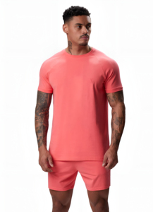 Conjunto Deportivo para Hombre con Camiseta de Cuello Redondo y Bloques de Color, Pantalones Cortos Transpirables de Punto, Ropa Casual de Verano - Product Image 4