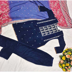 Designer Party Wear <b>Velvet</b> Suit Bottom and Dupatta Size XL - Product Image 4