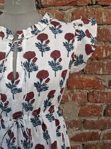 Robe en gaze de coton imprimée à la main, style bohème, dos nu, courte, pour l'été, 100% coton indien, imprimé floral, longue robe maxi pour femme - Product Image 2