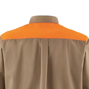 Chemise de travail à manches longues pour homme, à blocs de couleur, boutonnée, orange et marron, pour l'extérieur - Product Image 4