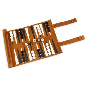 AQDAS INDUSTRIES Leather <b>Backgammon</b> <b>Set</b> Foldable Outdoor Travel Board Game with Dice and Checkers Unisex Portable Design - Product Image 2