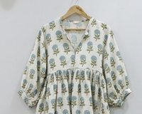 Robe de bureau d'été formelle simple, 100% coton, faite à la main, écologique, tissée, motif floral indien tie-dye, respirante et naturelle