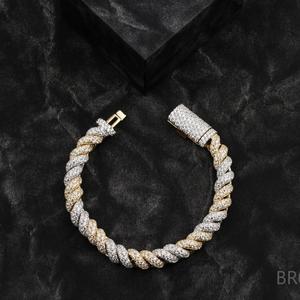 Luxury Statement <b>Bracelet</b> Featuring Interwoven <b>White</b> and Yellow Gold Links Covered with Sparkling Moissanite - Product Image 2