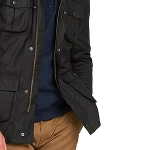 SUQAINA FASHION GARMENTS Men's Winter Breathable Wax Cotton Casual Jacket Turn-down Collar <b>Covered</b> <b>Button</b> Closure Waterproof - Product Image 4