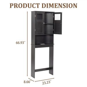 ตู้ห้องน้ำบานคู่ MDF สีดำ ขนาด 60*22*170 ซม. พร้อมเคลือบสี - Product Image 2