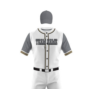 Custom Baseball Uniform Set <b>Men's</b> <b>White</b> Gray Short Sleeve Team Name Printed Moisture Wicking Polyester All Seasons - Product Image 2