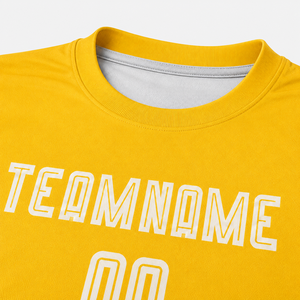 Camiseta de Fútbol Amarilla de Manga Larga para Hombre, Nombre del Equipo 00, Cuello Redondo Sublimado, Ropa Deportiva de Poliéster que Absorbe la Humedad, Ligera - Product Image 6
