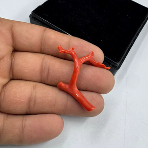 ลูกปัดปะการังแดงอิตาลีรูปทรงกิ่งไม้ พลอยดิบสำหรับทำเครื่องประดับ ปะการังรูปทรงต้นไม้ พลอยคุณภาพสูง - Product Image 1