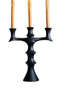 Metal Beautiful Casting Aluminium Candle Holder Top Selling <b>Matte</b> Black 3 Arms Dining <b>Table</b> Candle Stand - Product Image 1