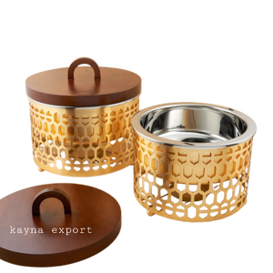 Kayna Export Wooden Food <b>Warmer</b> 30.5 Cm Diameter Black Dome Lid <b>Buffet</b> Display Electric Heating 39 Cm Height - Product Image 5