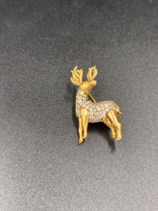 Broche de Ciervo Dorado con Cristales de Estrás Engastados, Pin Clásico de Animal, Joyería Unisex, Regalo, Chapado en Oro, Hecho a Mano, Plata - Product Image 6