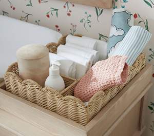 Panier à couches en osier festonné, fait main, tissé naturellement, organisateur de rangement pour bébé, fournisseur d'exportation en gros d'usine - Product Image 2