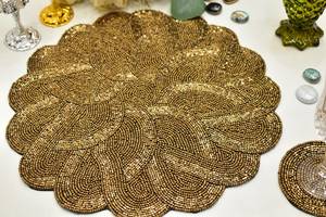 Elegant Premium <b>Beaded</b> <b>Placemats</b> Handmade Decorative Table Mats for Dining Room Wedding Reception Party and Event Settings - Product Image 6