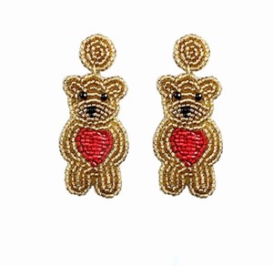Pendientes y Aros con Cuentas Bordadas a Mano, Diseño de Osito, para Fiestas, Eventos Festivos y Regalos, Joyería de Moda, Novedad 2026 - Product Image 1