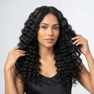 Remy Bulk <b>Hair</b> Natural Black Deep Curly Virgin Remy <b>Human</b> <b>Hair</b> <b>Weave</b> Bundles <b>Hair</b> Extensions Dyeable Customize Size - Product Image 3