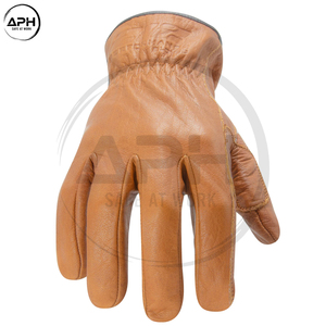 Gants de conduite en cuir de vachette souple pour la conduite, le travail, le jardinage, les activités de plein air, gants utilitaires, gants de conduite en cuir grainé brun - Product Image 4