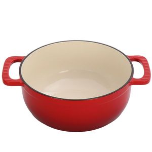 Gradient Red 7.5QT Cast Iron Dutch Oven with Two Silicone Gloves Enamel Cooking Pot - Product Image 3