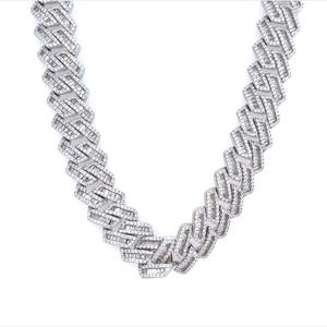 <b>Iced</b> <b>Out</b> Cuban Link <b>Chain</b> Rhodium Plated Cubic Zirconia Men's Hip Hop Necklace Geometric Design Party Jewelry - Product Image 1