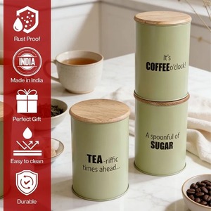 Factory Direct Wholesale Handcrafted <b>Stackable</b> Portable Metal Kitchen Canister Set Tea Coffee Sugar <b>Storage</b> <b>Containers</b> Vintage - Product Image 2