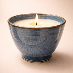 Ocean Mist Glaze Ceramic Candle Vessel Deep Bowl Thick Durable Heat Resistant Smooth Finish Single Wick Premium Home Decor - Product Image 1
